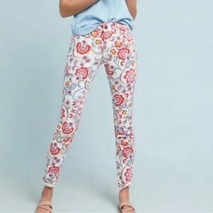 Pilcro And The Letterpress Floral Mid Rise Skinny Jeans
